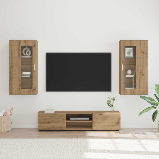 Set mobile TV FLORIN 3 pcs Rovere artigianale Legno multistrato | homemem39