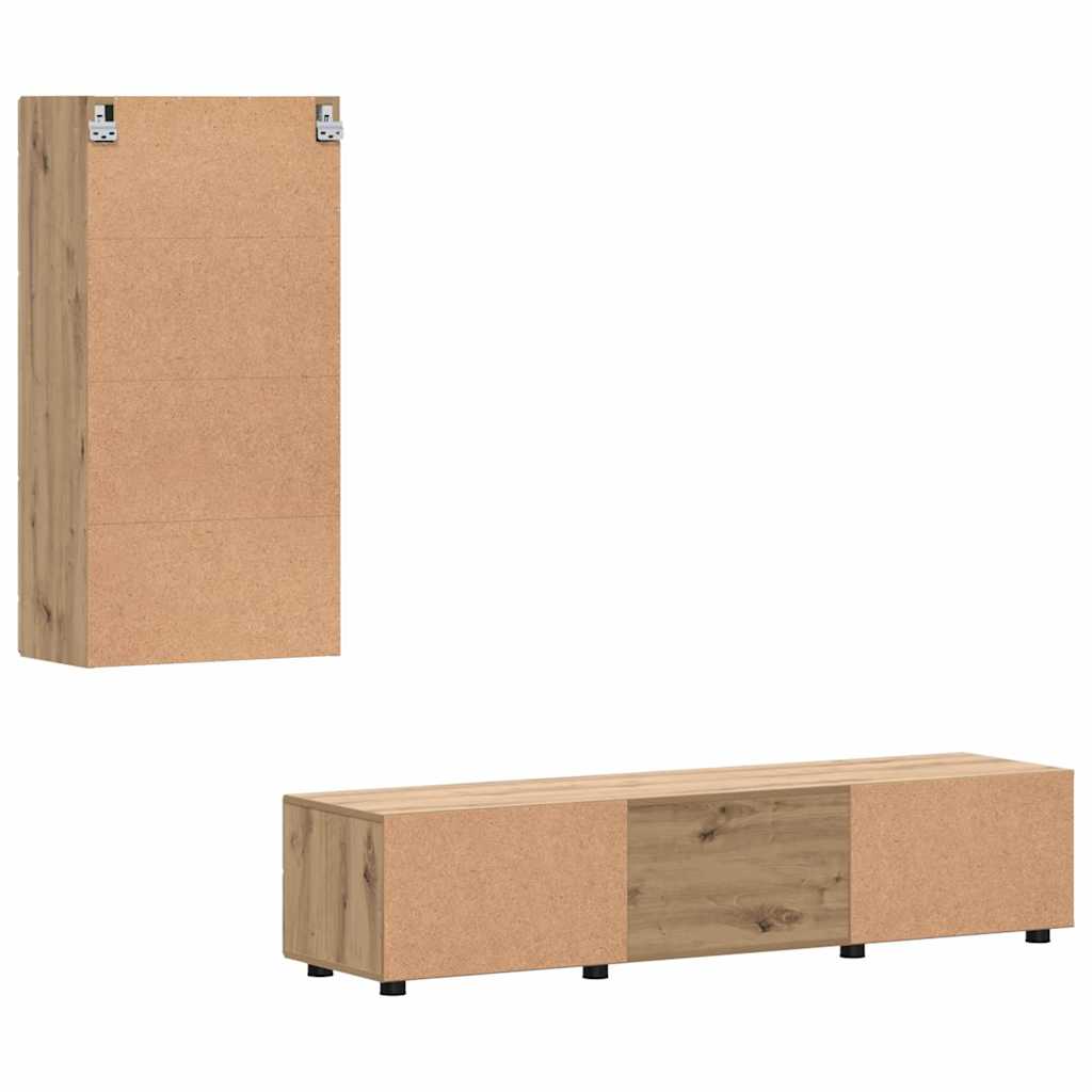 Set mobile TV con cassetto Rovere artigianale Legno multistrato