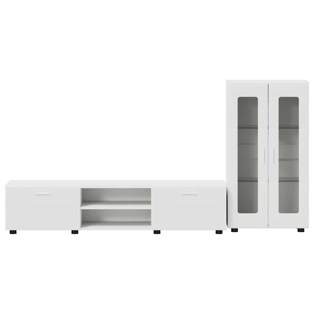 Set mobile TV con cassetto con porta Bianco Legno multistrato