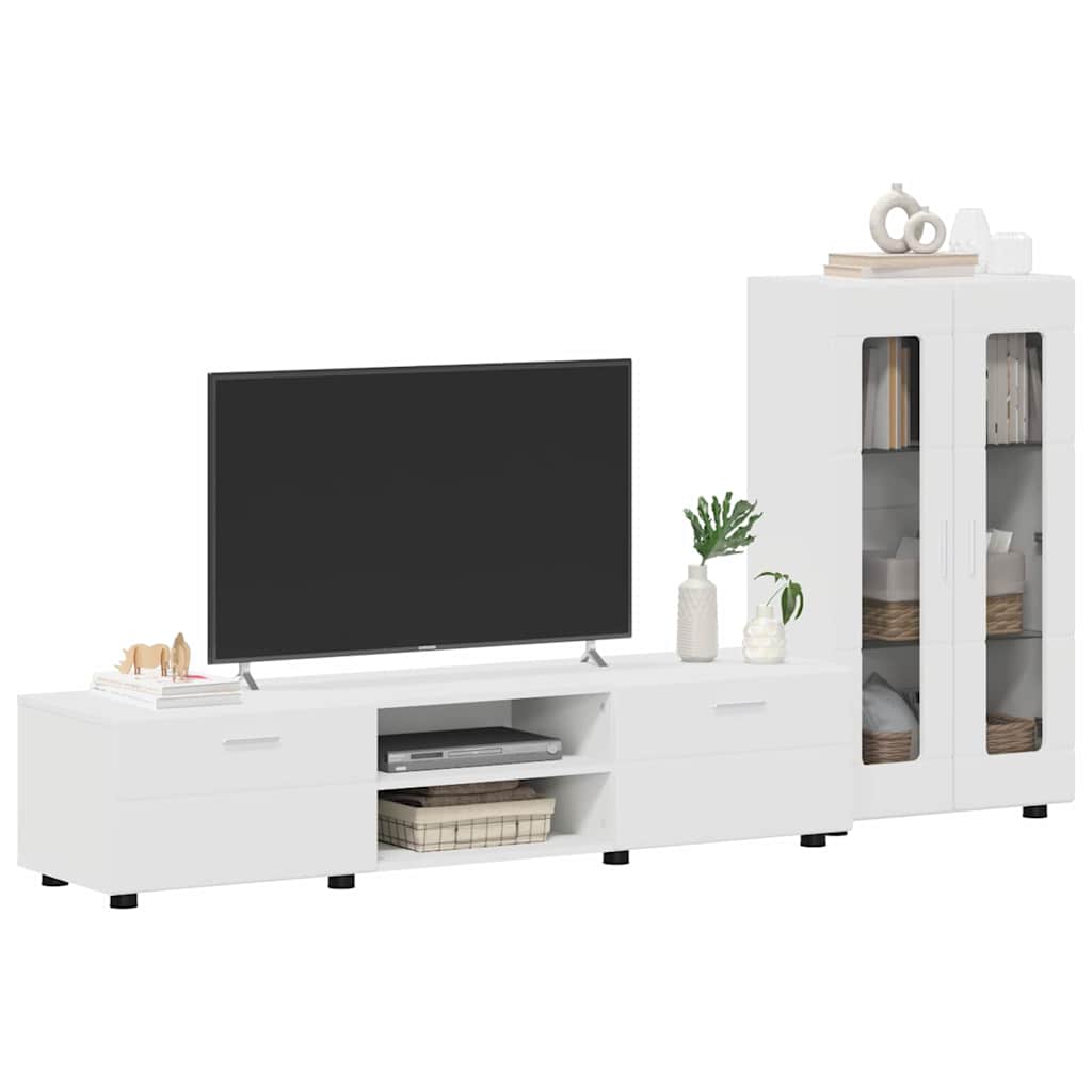 Set mobile TV con cassetto con porta Bianco Legno multistrato