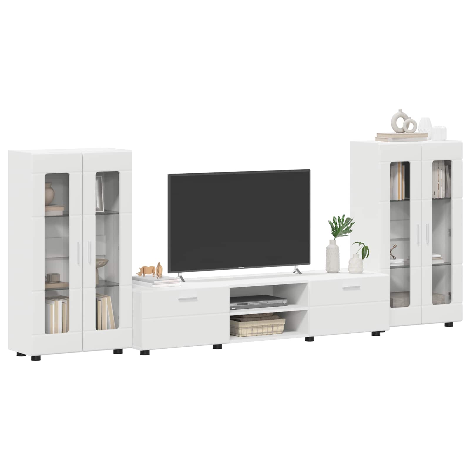 Set mobile TV con porta FLORIN 3 pcs Bianco Legno multistrato | homemem39