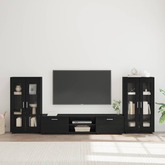 Set mobile TV con cassetto FLORIN 3 pcs Nero Legno multistrato