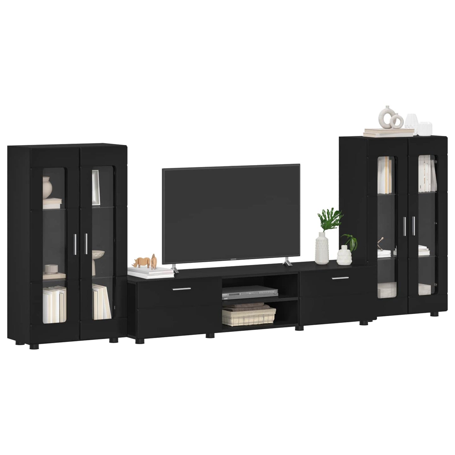 Set mobile TV con cassetto FLORIN 3 pcs Nero Legno multistrato | homemem39
