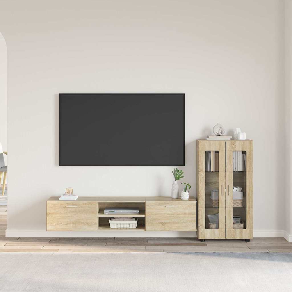 Set mobile TV con cassetto Rovere Sonoma Legno multistrato