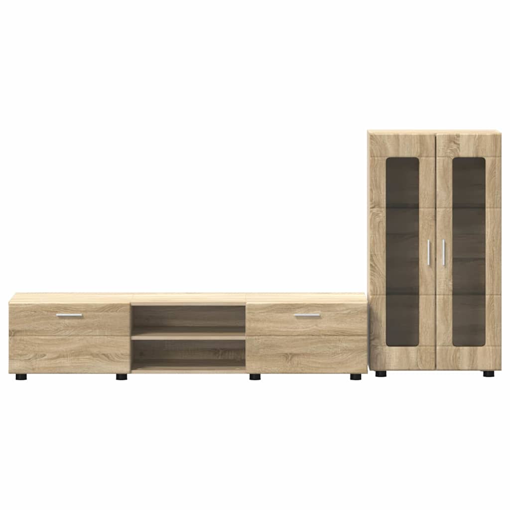 Set mobile TV con cassetto Rovere Sonoma Legno multistrato