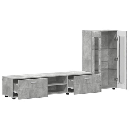 Set mobile TV con cassetto Grigio cemento Legno multistrato