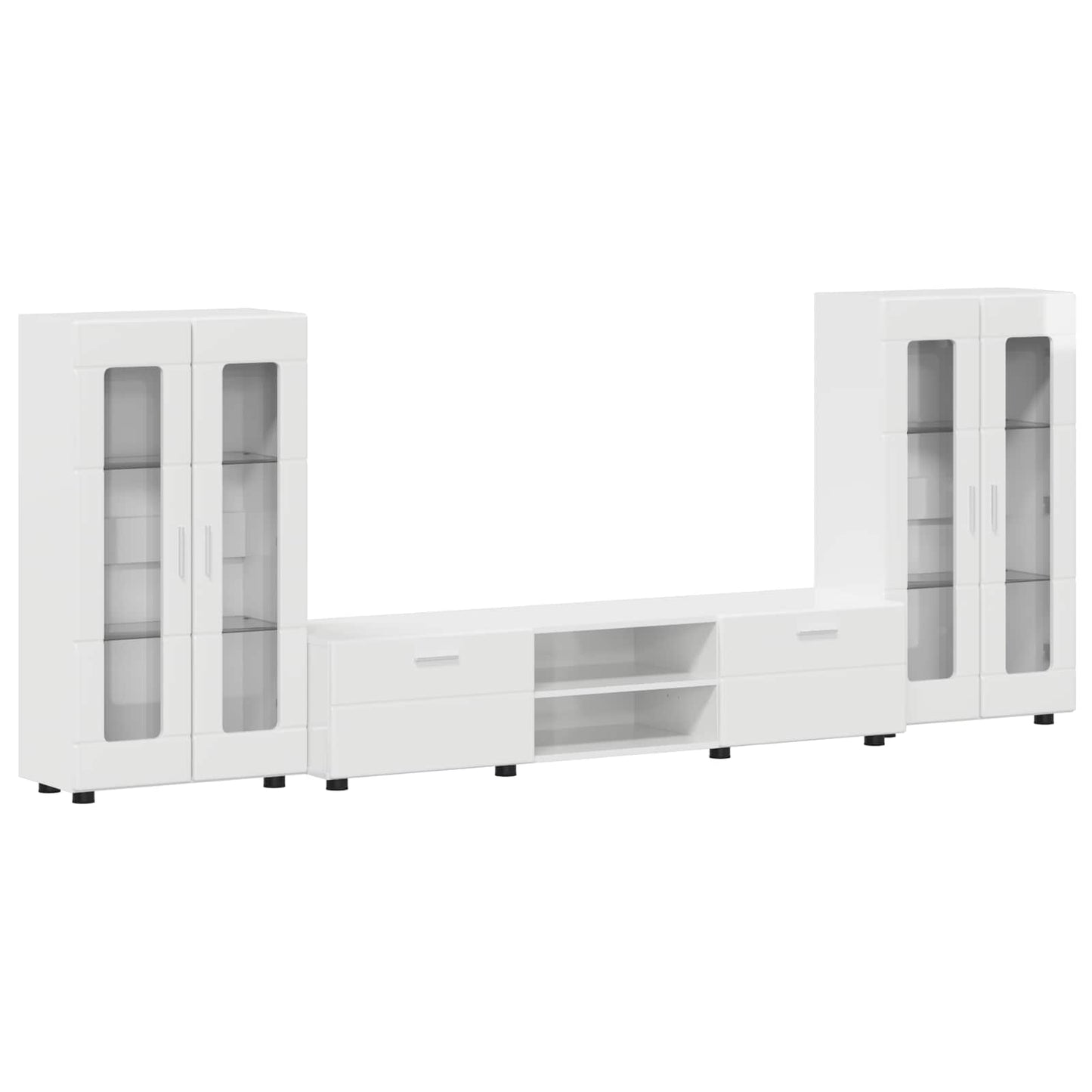 Set mobile TV FLORIN 3 pcs Bianco Lucido Legno multistrato | homemem39