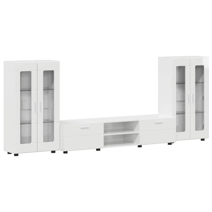 Set mobile TV FLORIN 3 pcs Bianco Lucido Legno multistrato | homemem39
