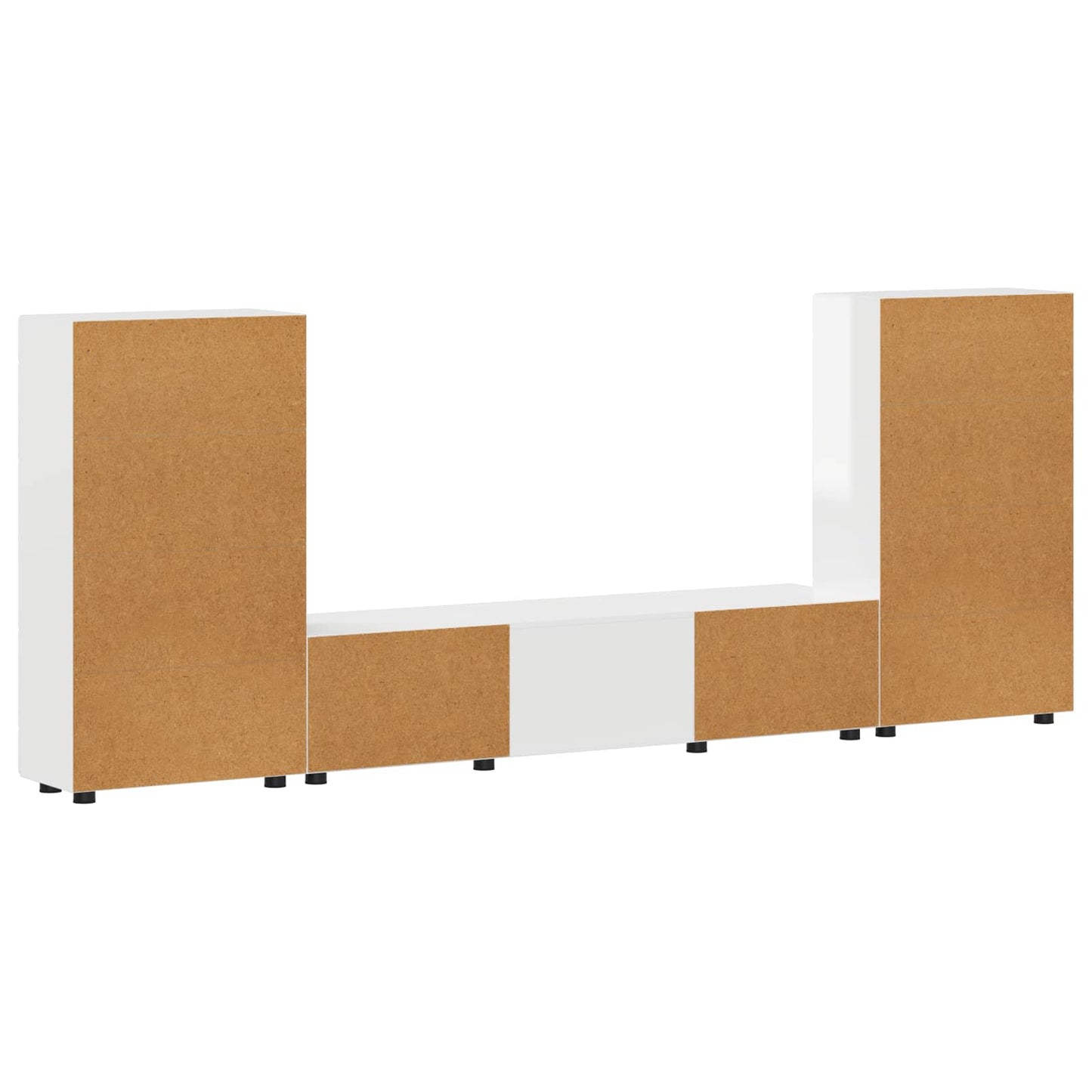 Set mobile TV FLORIN 3 pcs Bianco Lucido Legno multistrato | homemem39
