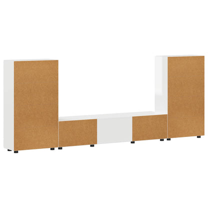 Set mobile TV FLORIN 3 pcs Bianco Lucido Legno multistrato | homemem39