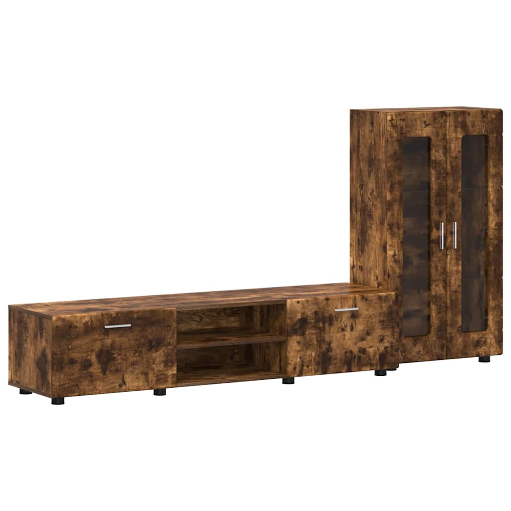 Set mobile TV con cassetto Rovere fumé Legno multistrato