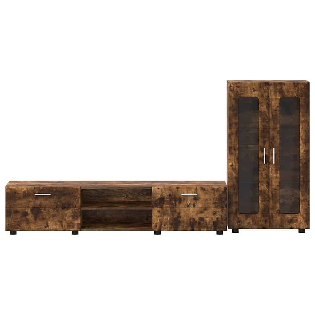 Set mobile TV con cassetto Rovere fumé Legno multistrato