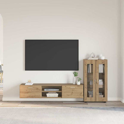Set mobile TV con cassetto Rovere artigianale Legno multistrato
