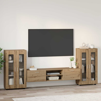 Set mobile TV FLORIN 3 pcs Rovere artigianale Legno multistrato | homemem39