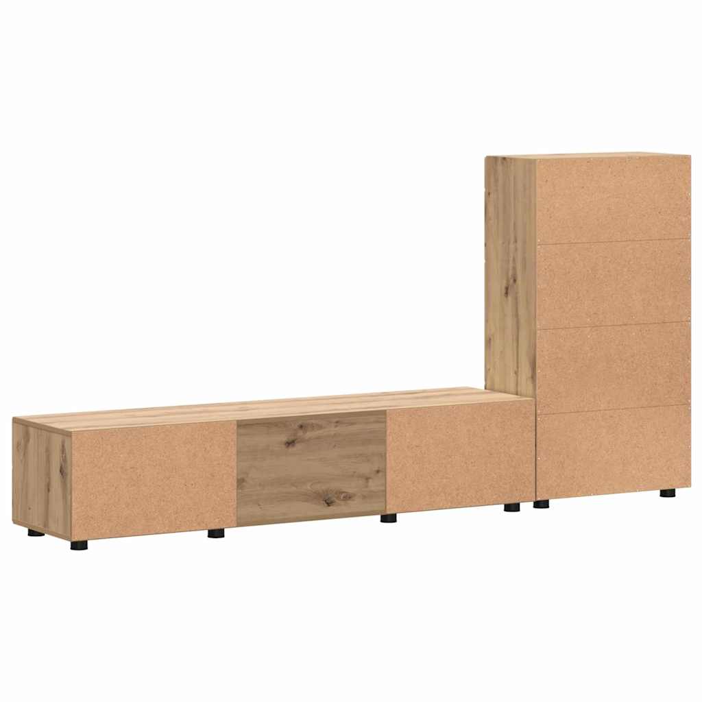 Set mobile TV con cassetto Rovere artigianale Legno multistrato