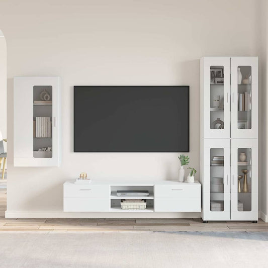 Set mobile TV con porta FLORIN 3 pcs Bianco Legno multistrato