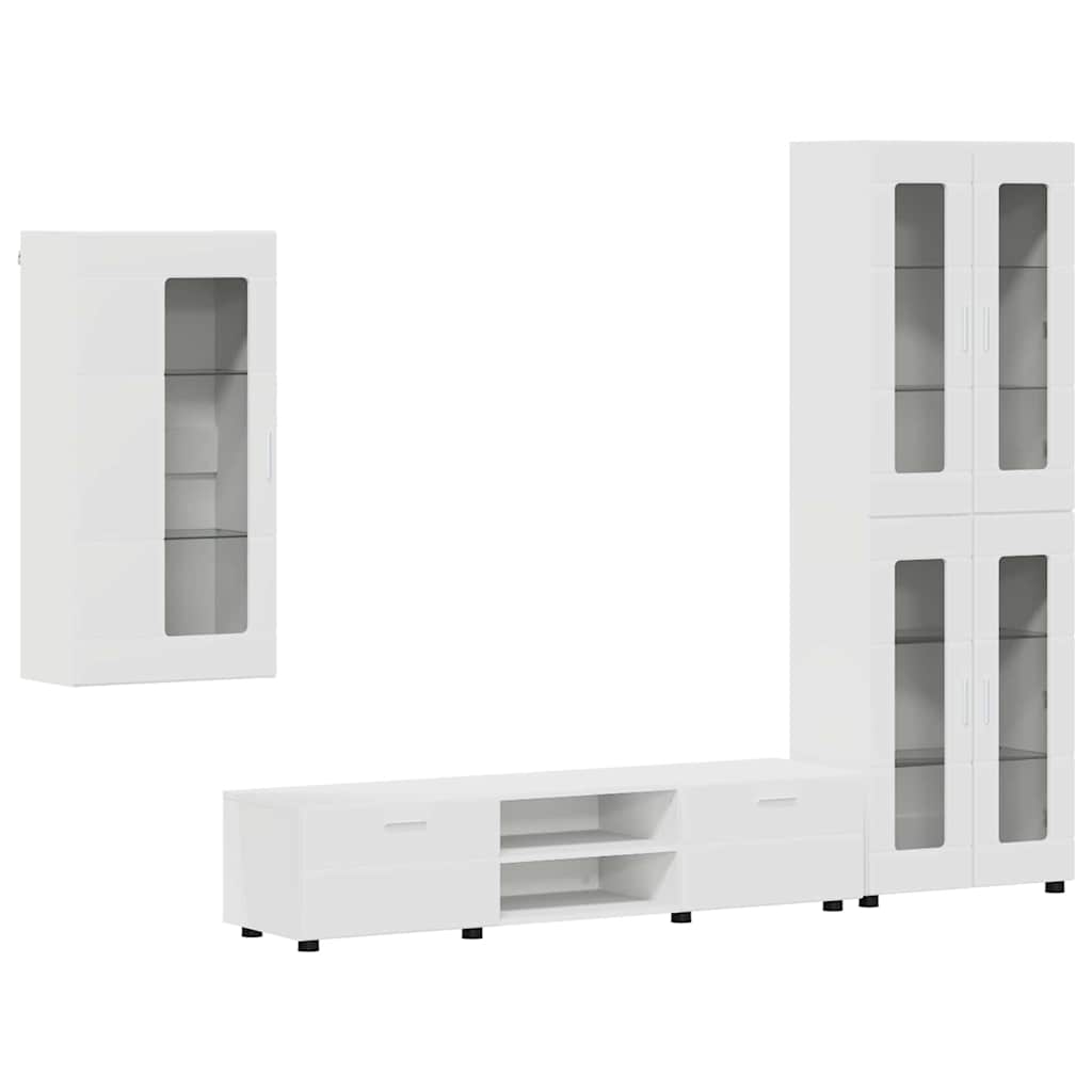 Set mobile TV con cassetto con porta Bianco Legno multistrato