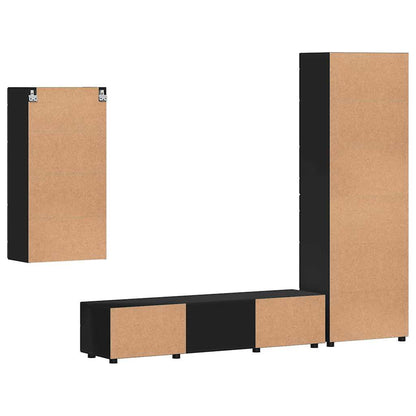 Set mobile TV FLORIN 3 pz Nero Legno ingegnerizzato