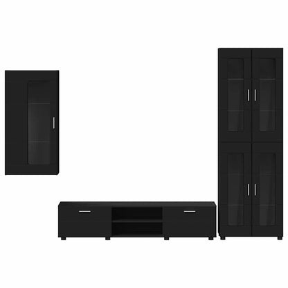 Set mobile TV con cassetto con porta Nero Legno multistrato
