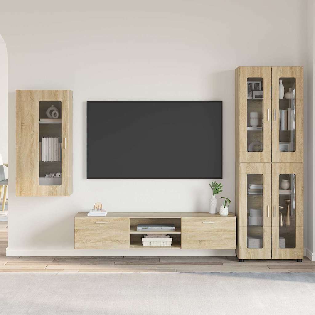 Set mobile TV con cassetto Rovere Sonoma Legno multistrato