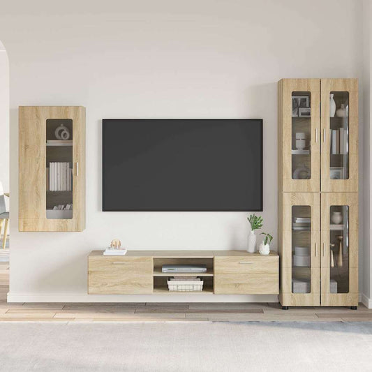 Set mobile TV con cassetto Rovere Sonoma Legno multistrato