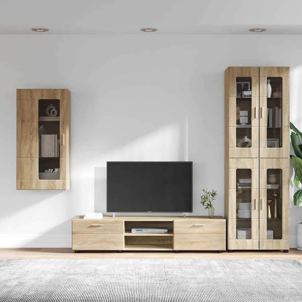 Set mobile TV con cassetto Rovere Sonoma Legno multistrato