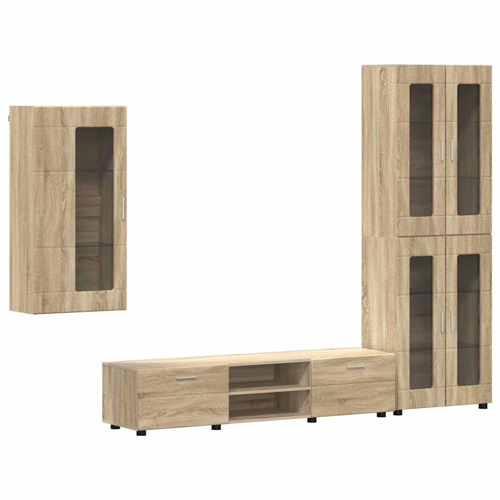 Set mobile TV con cassetto Rovere Sonoma Legno multistrato