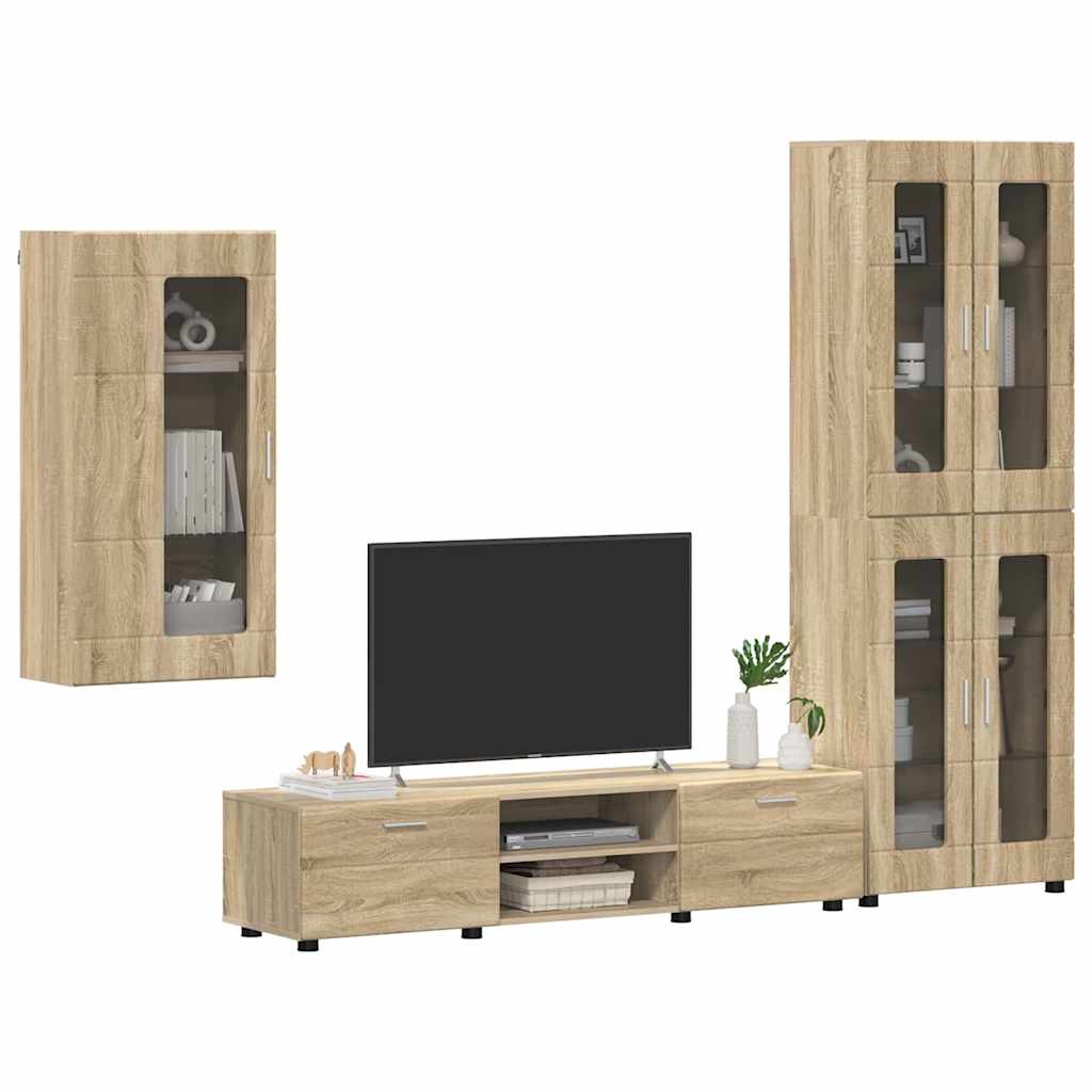 Set mobile TV FLORIN 3 pz Rovere Sonoma Legno ingegnerizzato