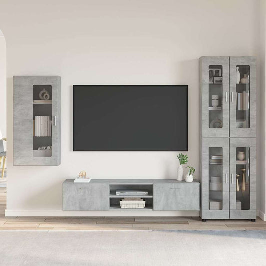 Set mobile TV con cassetto Grigio cemento Legno multistrato
