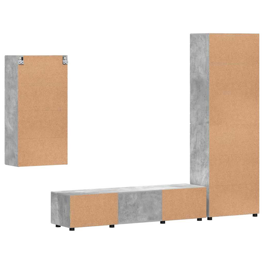 Set mobile TV FLORIN 3 pcs Grigio cemento Legno multistrato | homemem39
