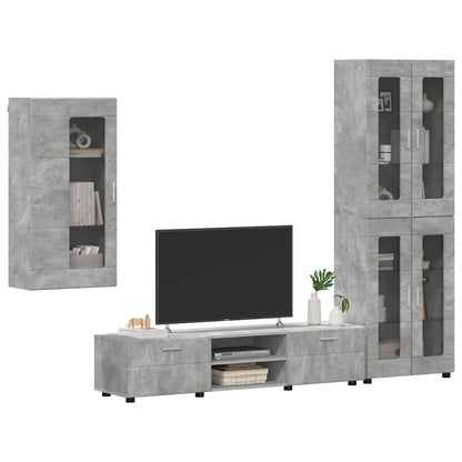 Set mobile TV con cassetto Grigio cemento Legno multistrato