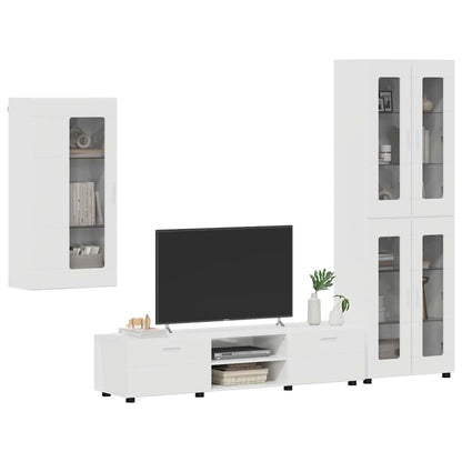 Set mobile TV con cassetto Bianco Lucido Legno multistrato