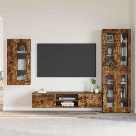 Set mobile TV con cassetto Rovere fumé Legno multistrato
