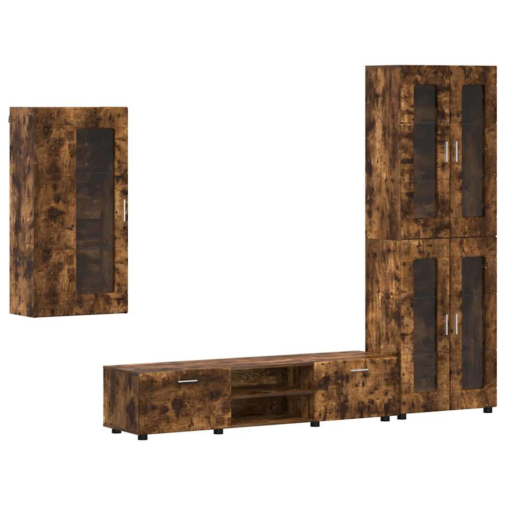 Set mobile TV con cassetto Rovere fumé Legno multistrato