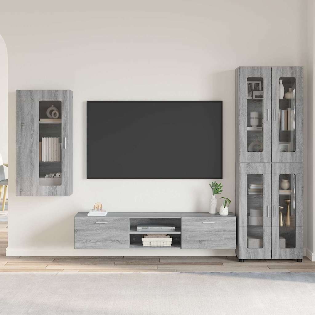 Set mobile TV con cassetto Grigio Sonoma Legno multistrato