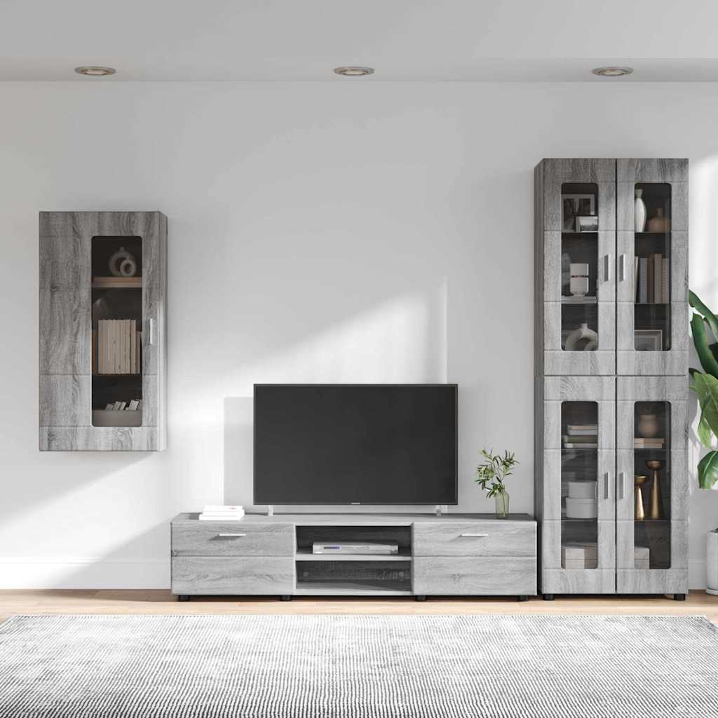 Set mobile TV con cassetto Grigio Sonoma Legno multistrato