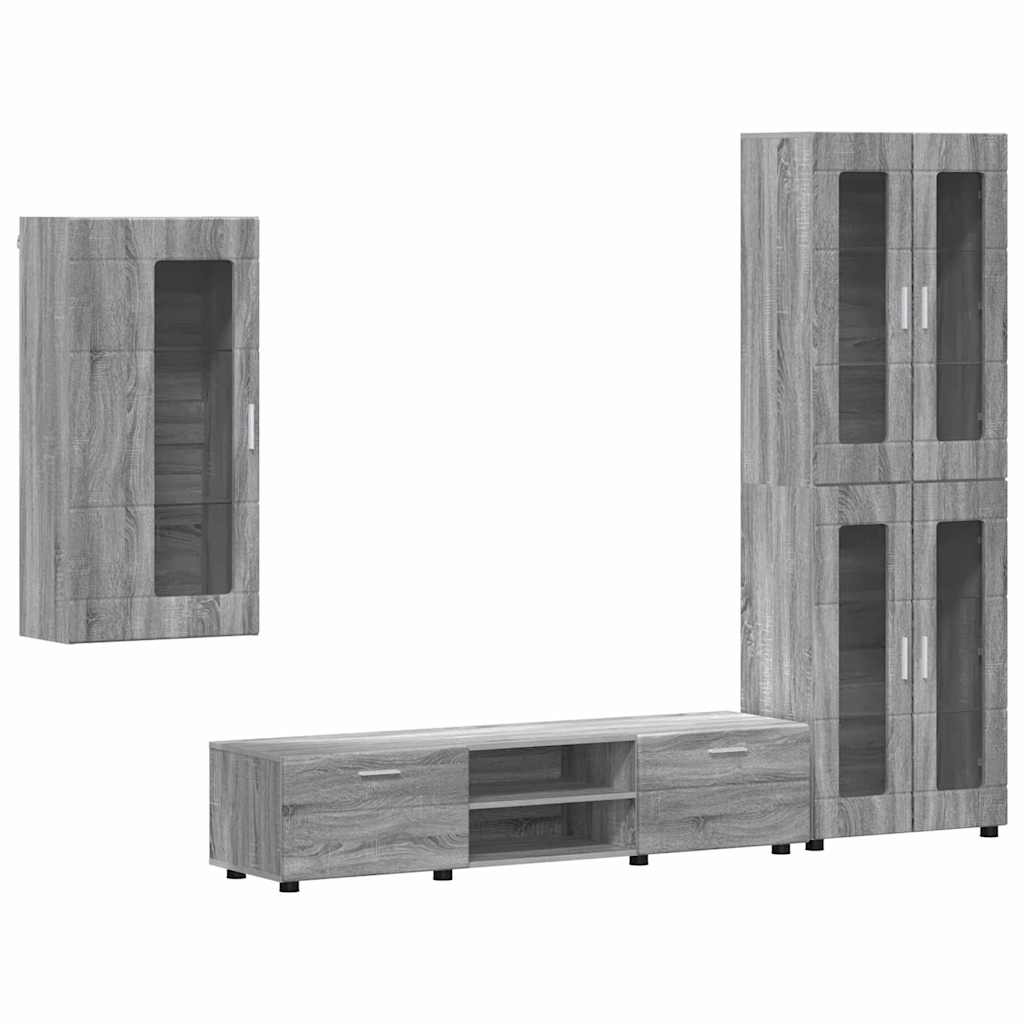 Set mobile TV con cassetto Grigio Sonoma Legno multistrato