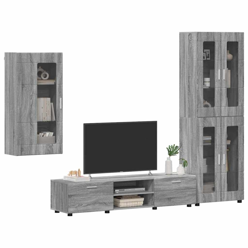 Set mobile TV con cassetto Grigio Sonoma Legno multistrato