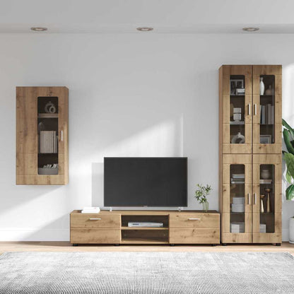 Set mobile TV con cassetto Rovere artigianale Legno multistrato