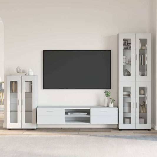 Set mobile TV con cassetto con porta Bianco Legno multistrato