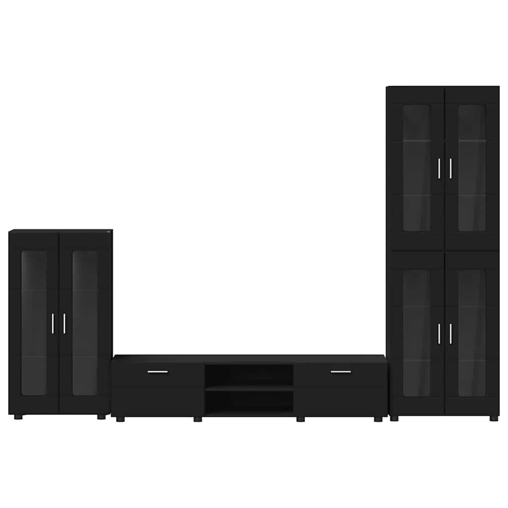 Set mobile TV con cassetto con porta Nero Legno multistrato