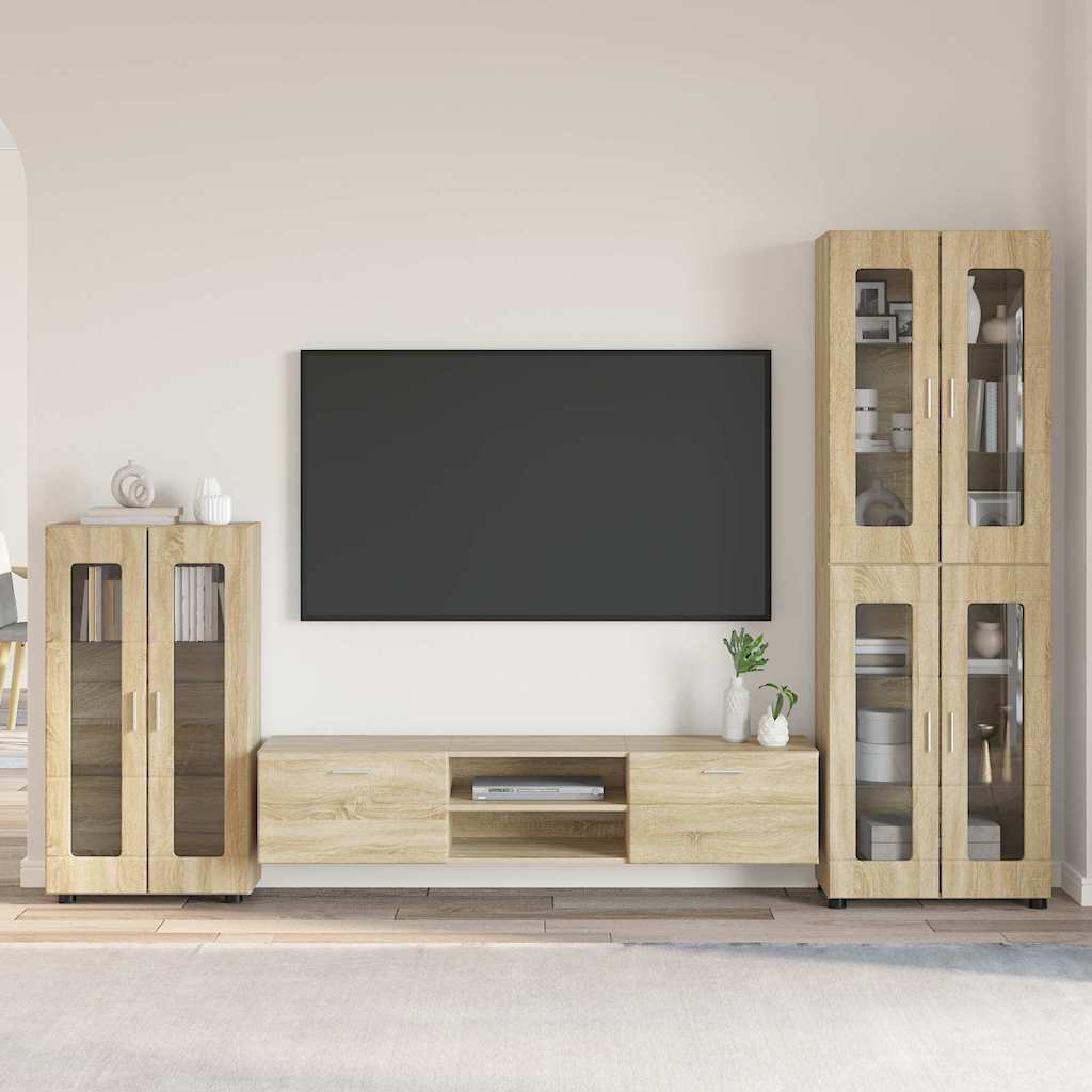 Set mobile TV con cassetto Rovere Sonoma Legno multistrato
