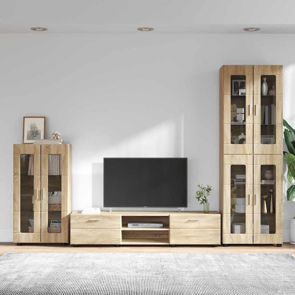 Set mobile TV con cassetto Rovere Sonoma Legno multistrato