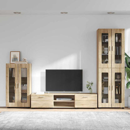 Set mobile TV con cassetto Rovere Sonoma Legno multistrato
