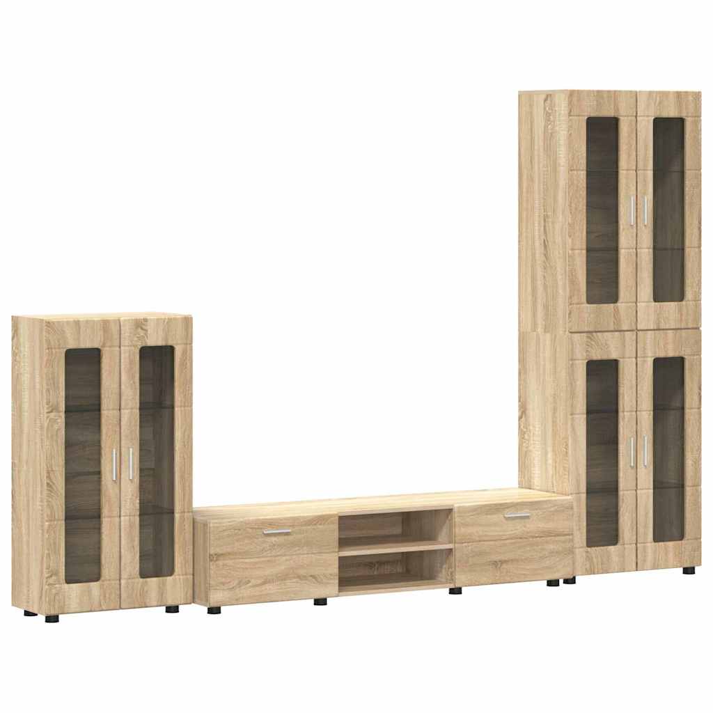 Set mobile TV con cassetto Rovere Sonoma Legno multistrato