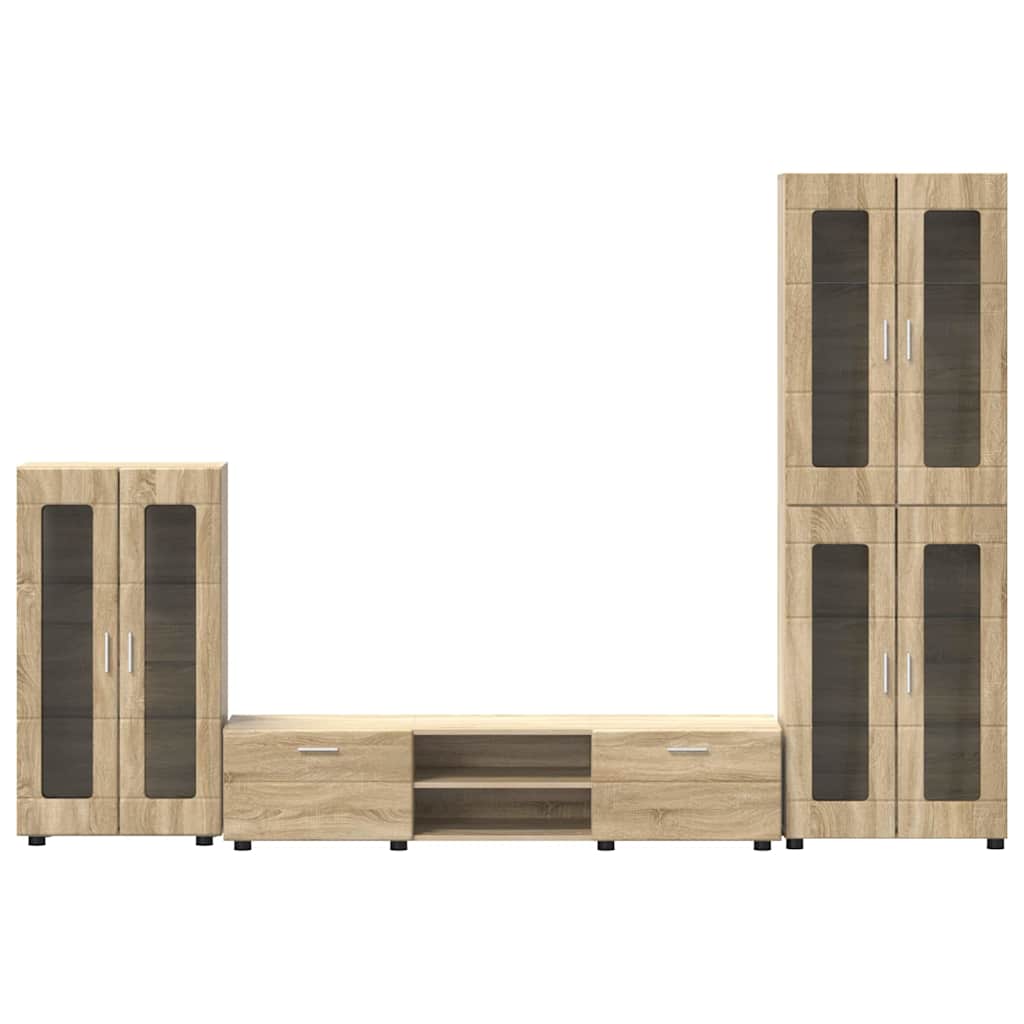Set mobile TV con cassetto Rovere Sonoma Legno multistrato