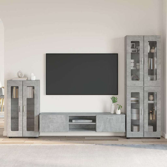 Set mobile TV FLORIN 3 pcs Grigio cemento Legno multistrato