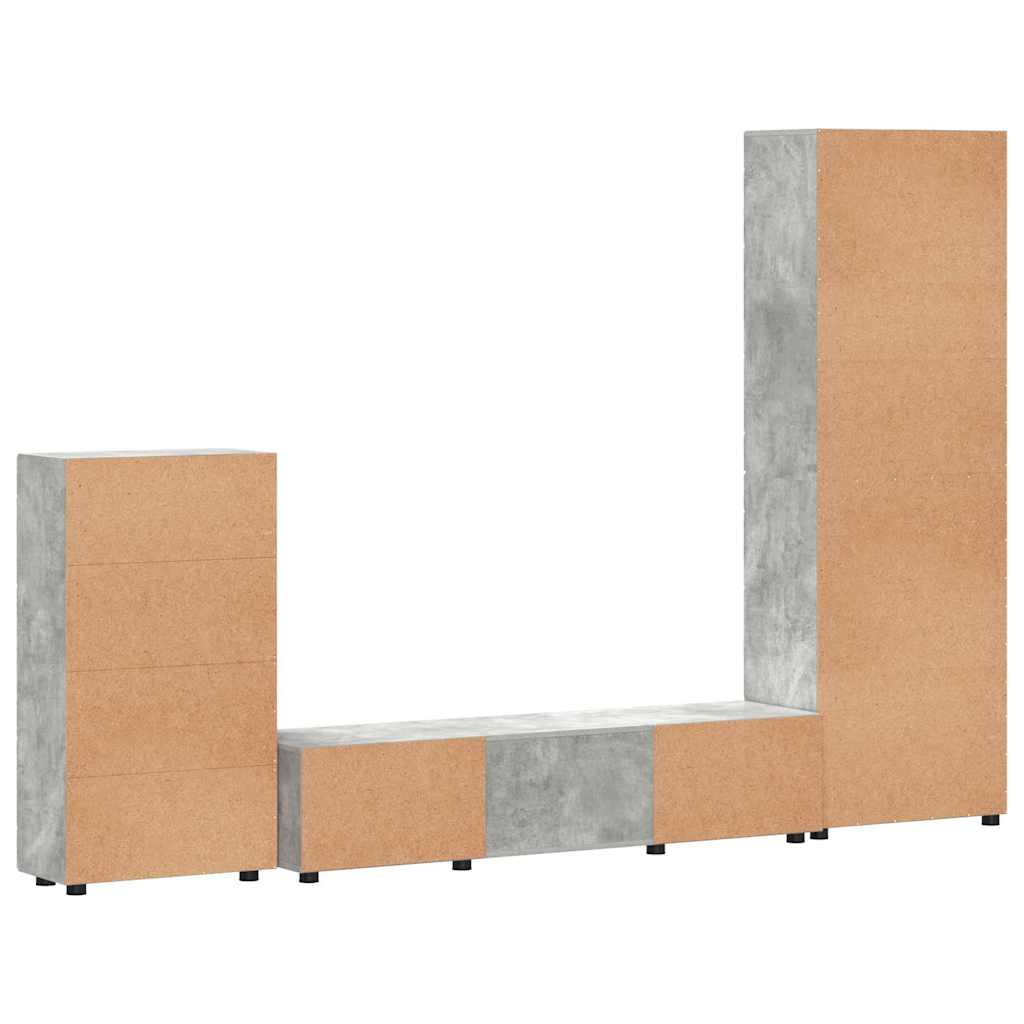Set mobile TV FLORIN 3 pcs Grigio cemento Legno multistrato | homemem39
