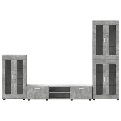 Set mobile TV con cassetto Grigio cemento Legno multistrato