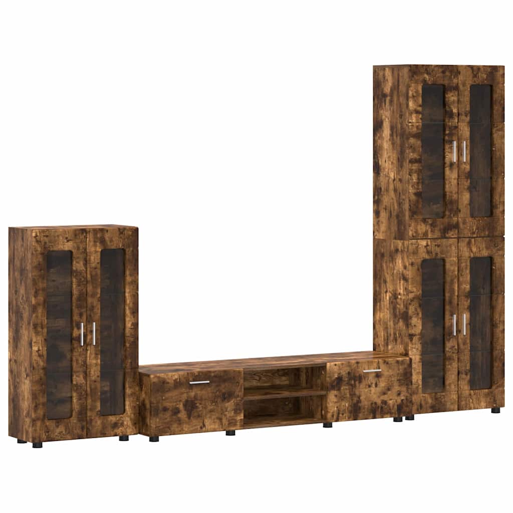 Set mobile TV con cassetto Rovere fumé Legno multistrato